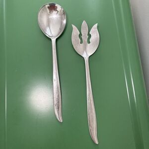 VTG Atomic Starburst Nasco Starette Salad Serving Set Spoon Fork Stainless MCM